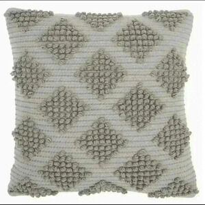 Grey Woven Pillow Diamond Design by Mina Victory
